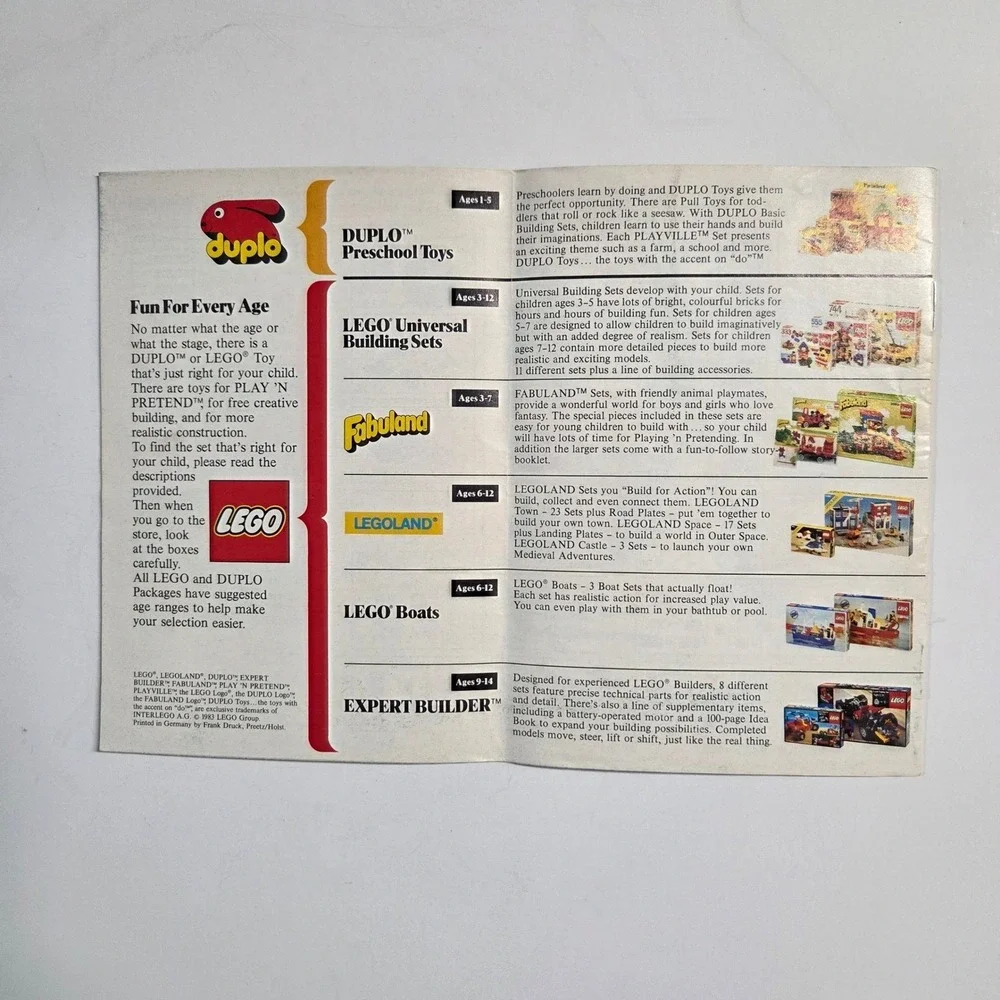 LEGO Legoland Catalog Booklet 1983 Vintage Space Town Duplo Fabuland Multi Color